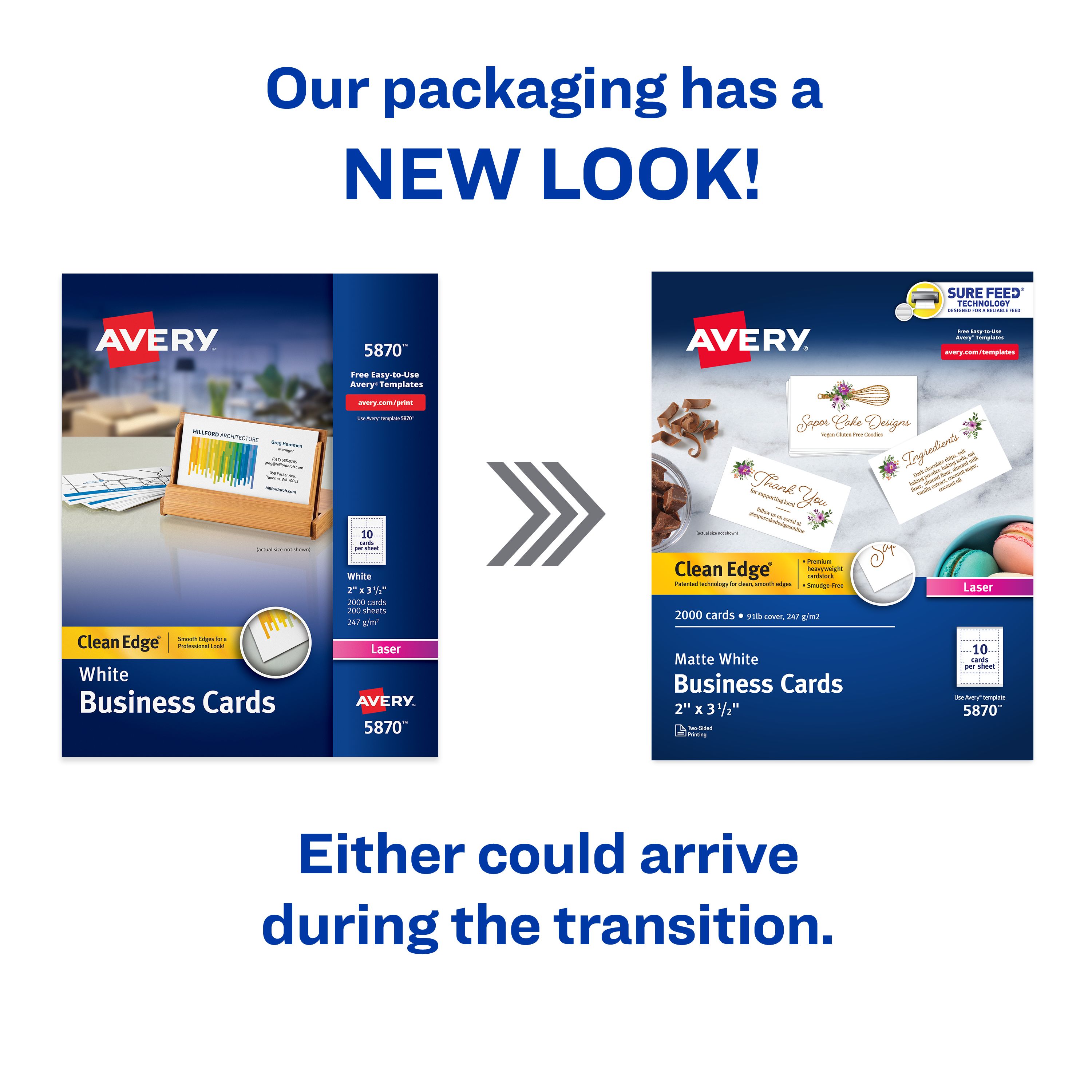 Clean Edge® Printable Business Cards, White 5870 | Avery